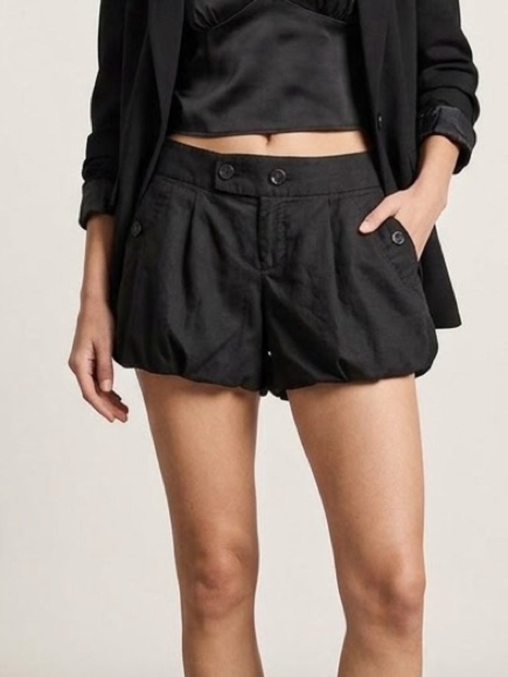 A/X Armani Exchange Black Shorts High-Rise Tailored Cotton Sophisticated SZ 0